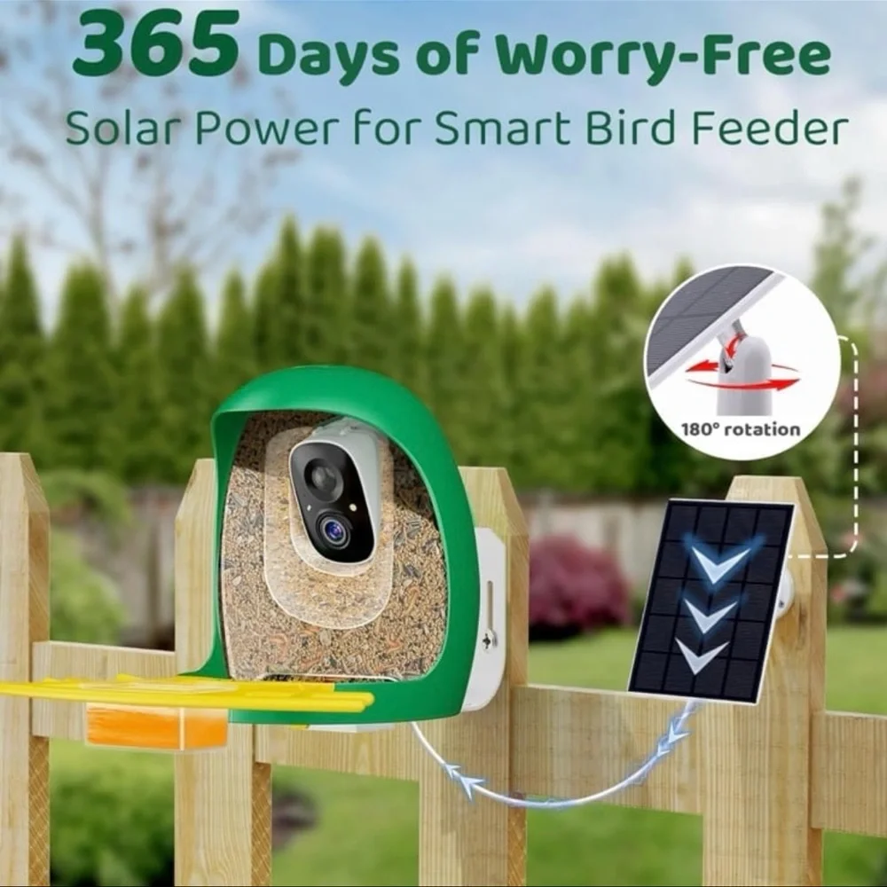Bird Feeder with Camera Solar Powered, 2K Resolution Bird Camera Auto Capture